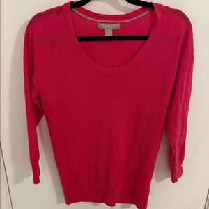 Banana Republic Extra Fine Merino Sz Small Vibrant Pink Sweater 3/4 sleeve